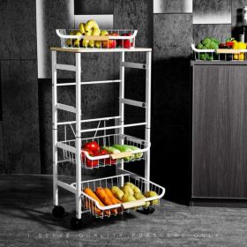 5 Tier Rolling Cart with Storage Baskets, Metal Kitchen Cart Utility Carts with Wheels