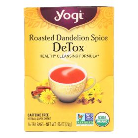 Yogi Tea - Organic - Roasted Dandelion Spice DeTox - 16 Tea Bags - 1 Case