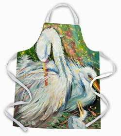 Bird Apron (Color: Animals/Birds/Bird - Egret, size: 31 x 27)